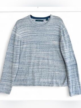 Perry Ellis Men’s Cotten/linen Blend Light Blue Heathered Crewneck Sweater